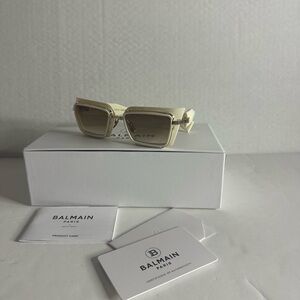 Balmain Admirable BPS-130C Sunglasses Titanium Bone/White Gold/Brown Gradient